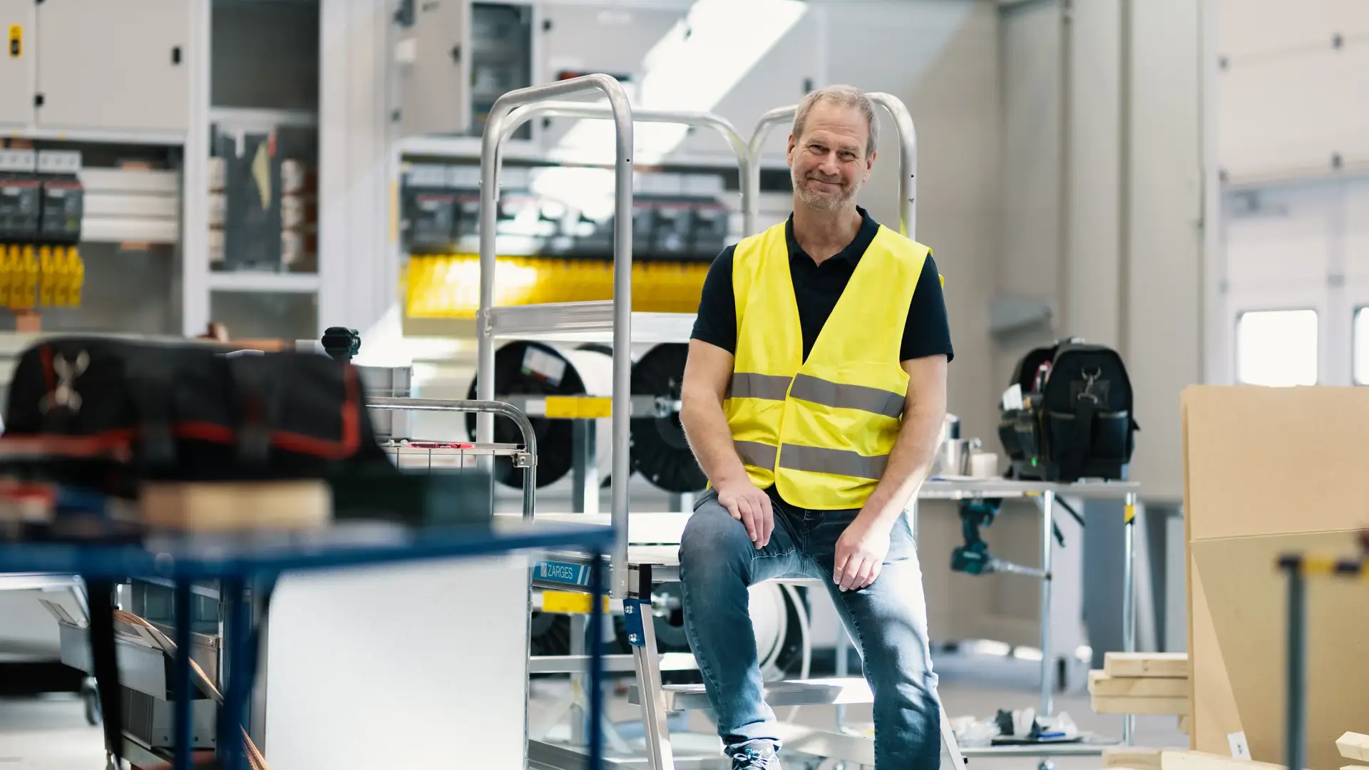 Peter Borgström sits in the factory in Tingsryd