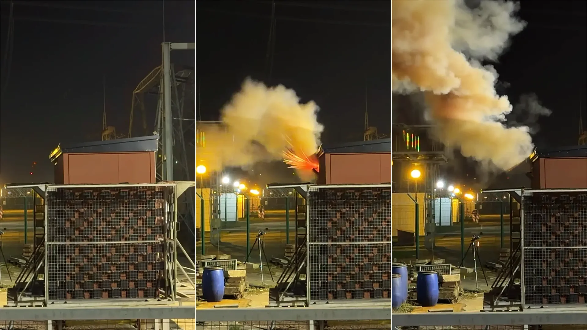 Smoke coming out of secondary substation, during a successful arc flash tes