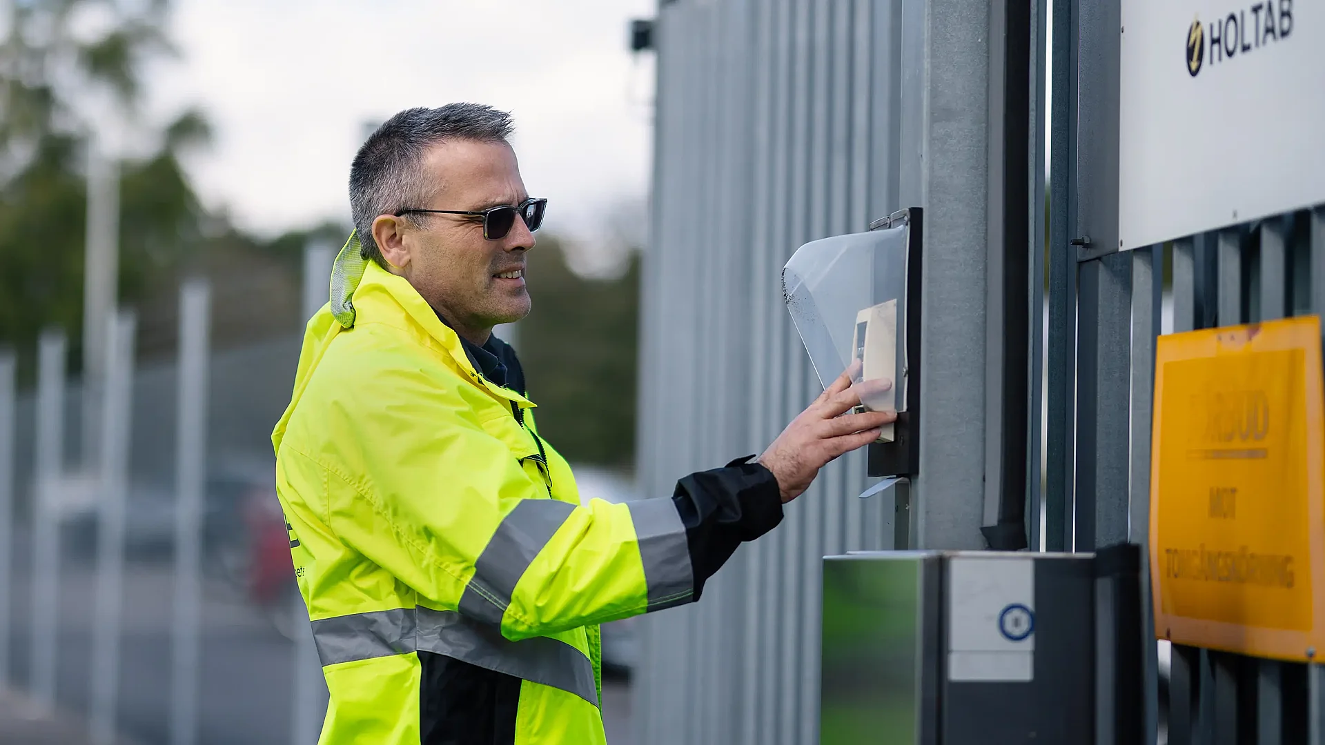 Man at security gate